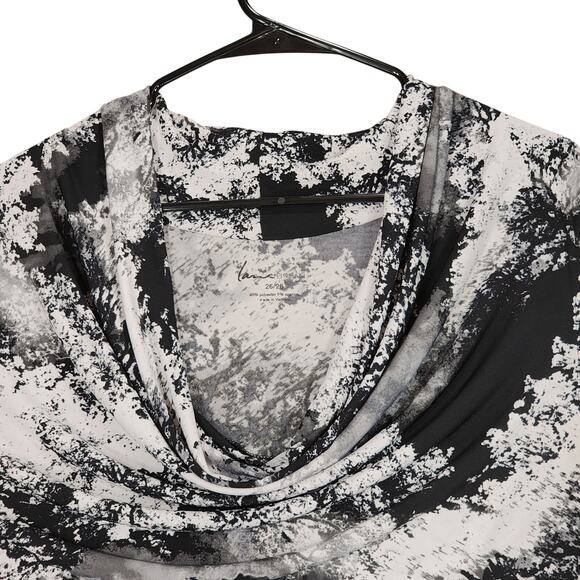 Lane Bryant Top Blouse 26 28 Black White Clouds 54x30 Cowl Stretch Sleeveless - Picture 8 of 12